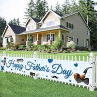 KatchOn, Happy Fathers Day Banner - XLarge, 120x20 Inch | Blue Happy fathers Day Yard Banner | Happy Fathers Day Decorations for Party | Happy Father's Day Backdrop for Father's Day Party Decorations