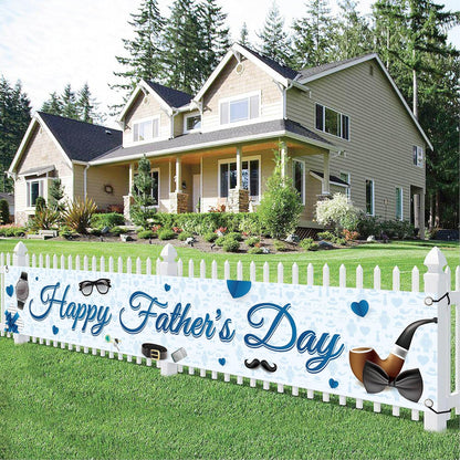 KatchOn, Happy Fathers Day Banner - XLarge, 120x20 Inch | Blue Happy fathers Day Yard Banner | Happy Fathers Day Decorations for Party | Happy Father's Day Backdrop for Father's Day Party Decorations