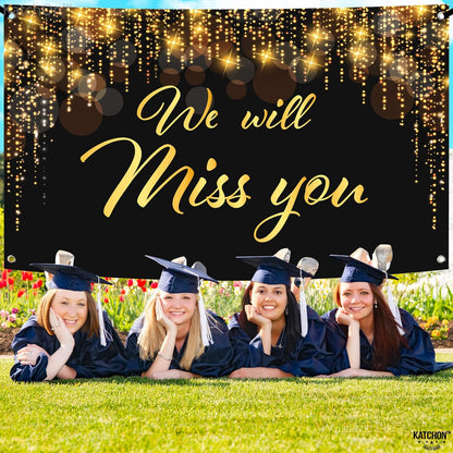 KatchOn, We Will Miss You Banner Black and Gold - XtraLarge 72x44 Inch | Black and Gold We Will Miss You Decorations, Farewell Decorations Party | Farewell Banner, Graduation Decorations 2026
