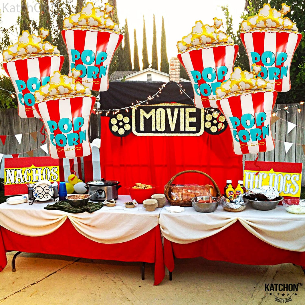 KatchOn, Giant Popcorn Balloons Set - 30 Inch, Pack of 6 | Popcorn Decorations, Movie Night Decorations | Carnival Balloons for Popcorn Party Decorations | Movie Balloons, Movie Party Decorations