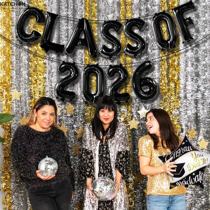 KatchOn, Black Class of 2026 Balloons - 16 Inch | Graduation Balloons Banners | Black Graduation Decorations 2026 | Class of 2026 Banner for Class of 2026 Decorations, Graduation Party Decorations