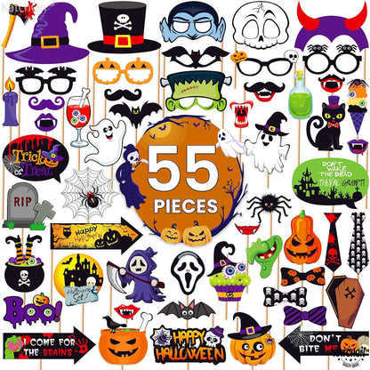 KatchOn Halloween Photo Booth Props, Pack of 56
