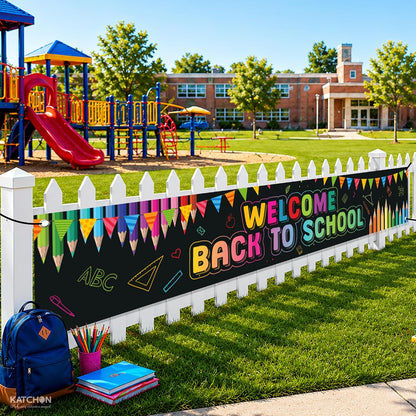 KatchOn Back To School Banner Yard 120x20 Inch Back to School Decorations