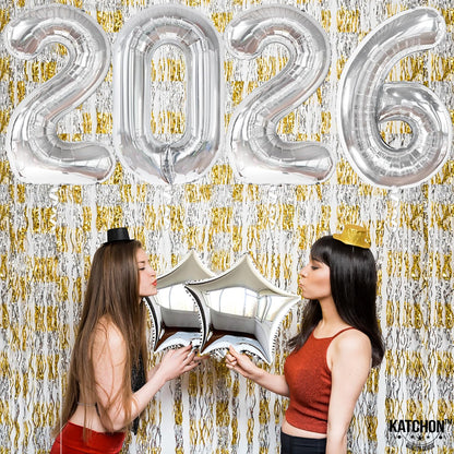 Katchon, Giant 2026 Balloons silver - 40 Inch | 2026 Graduation Decorations, Star Foil Balloons for Grad Party Decoration 2026, Graduation Decor, Graduation Balloons, Graduation Party Decorations 2026