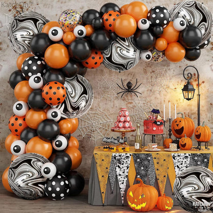 KatchOn, Black and White Marble Balloons - Large 22 Inch, Pack of 6 | 4D Round Black Marble Balloons for Black and White Party Decorations, Birthday, Bachelorette, Halloween Decorations