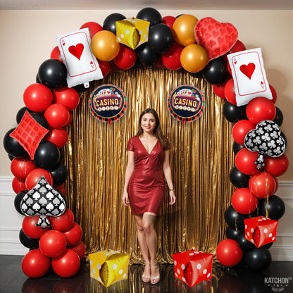 KatchOn, Dice and Cards Casino Balloons - 24 Inch, Pack of 12 | Casino Theme Balloons | Casino Party Decorations | Dice Balloon, Vegas Theme Party Decoration | Poker Balloon | Poker Themed Decorations