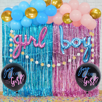 KatchOn, Gender Reveal Decorations Set - Pack of 55 | Gender Reveal Party Supplies Kit, Gender Reveals Balloon Arch Kit | Boy or Girl Balloon for Party Decorations | Pink and Blue Streamers