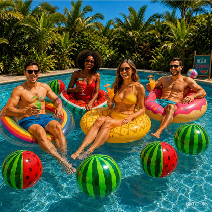 KatchOn Watermelon Balloons for Watermelon Decorations 22 Inch, Pack of 6 | 360 Degree 4D Watermelon Balloon for Watermelon Party Supplies, One In A Melon Party Decorations, Summerween Party