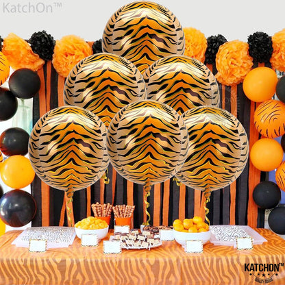 KatchOn, Big Tiger Balloons for Birthday Party - 22 Inch, Pack of 6 |Tiger Stripe Balloons,Tiger Print Balloon | Tiger Birthday Decorations for Jungle Party Decorations, Safari Party Decor