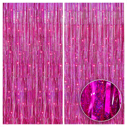 KatchOn, Sage Green Foil Fringe Curtain - 3.2x8 Feet, 2 Pcs | Sage Green Party Decoration supplies for Jungle Party Decorations | Wild One Birthday Decorations | Camp Bachelorette Decorations