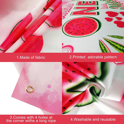 KatchOn One in a Melon Backdrop – 72x44 Inch | Watermelon Banner for One in a Melon Party Decorations, Watermelon Birthday Decorations