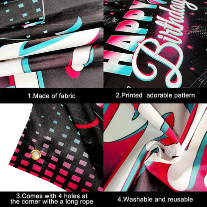 KatchOn, Xtralarge TIK Tok Happy Birthday Banner - 72x44 Inch | TIK Tok Banner for TIK Tok Happy Birthday Decorations | Backdrop for Girls Birthday | Tik Tok Party Decorations for Girls