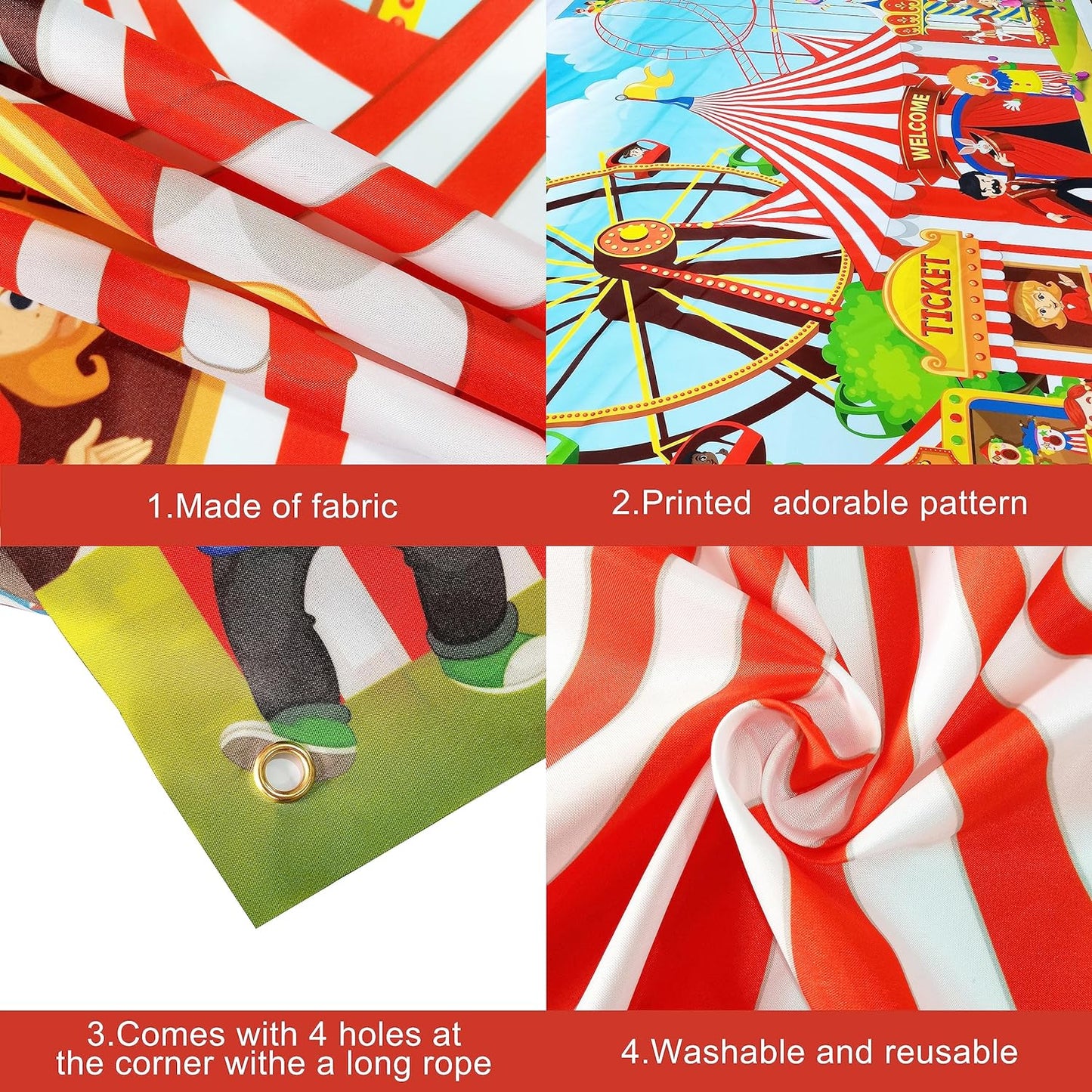 KatchOn, XtraLarge, Carnival Backdrop for Carnival Decorations - 72x44 Inch | Carnival Theme Party Decorations | Carnival Games Banner for Circus Theme Party Decorations | Circus Party Decorations