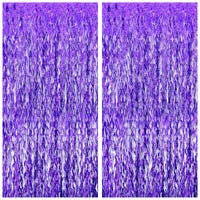 Katchon, Wavy Purple Foil Fringe Curtain - Pack of 2 | Wavy Streamers, Unicorn Party Decorations | Purple Fringe Backdrop for Baby Shower, Birthday, Mermaid Party Decorations | Halloween Decor Indoor