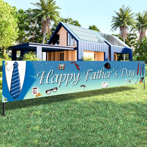 KatchOn, Happy Fathers Day Banner - XtraLarge, 120x20 Inch | Fathers Day Yard Sign Banner for Happy Fathers Day Decorations for Party | fathers Day Backdrop
