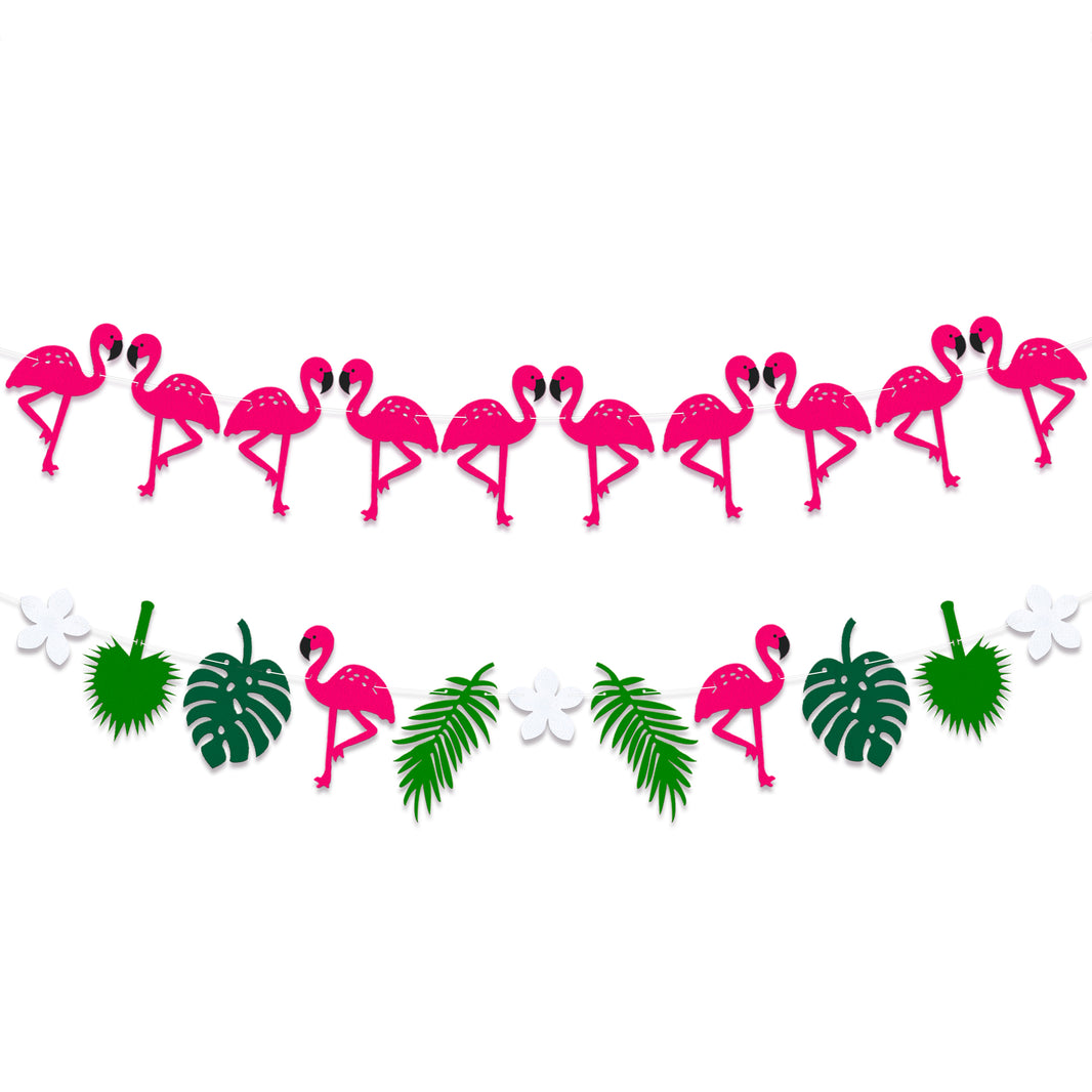 KatchOn, Felt Flamingo Garland for Flamingo Decorations - Large 10 Feet, 2 String, No DIY | Flamingo Banner for Flamingo Party Decorations | Flamingo Birthday Decorations, Tropical Party Decorations