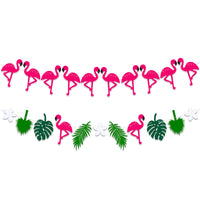 KatchOn, Felt Flamingo Garland for Flamingo Decorations - Large 10 Feet, 2 String, No DIY | Flamingo Banner for Flamingo Party Decorations | Flamingo Birthday Decorations, Tropical Party Decorations