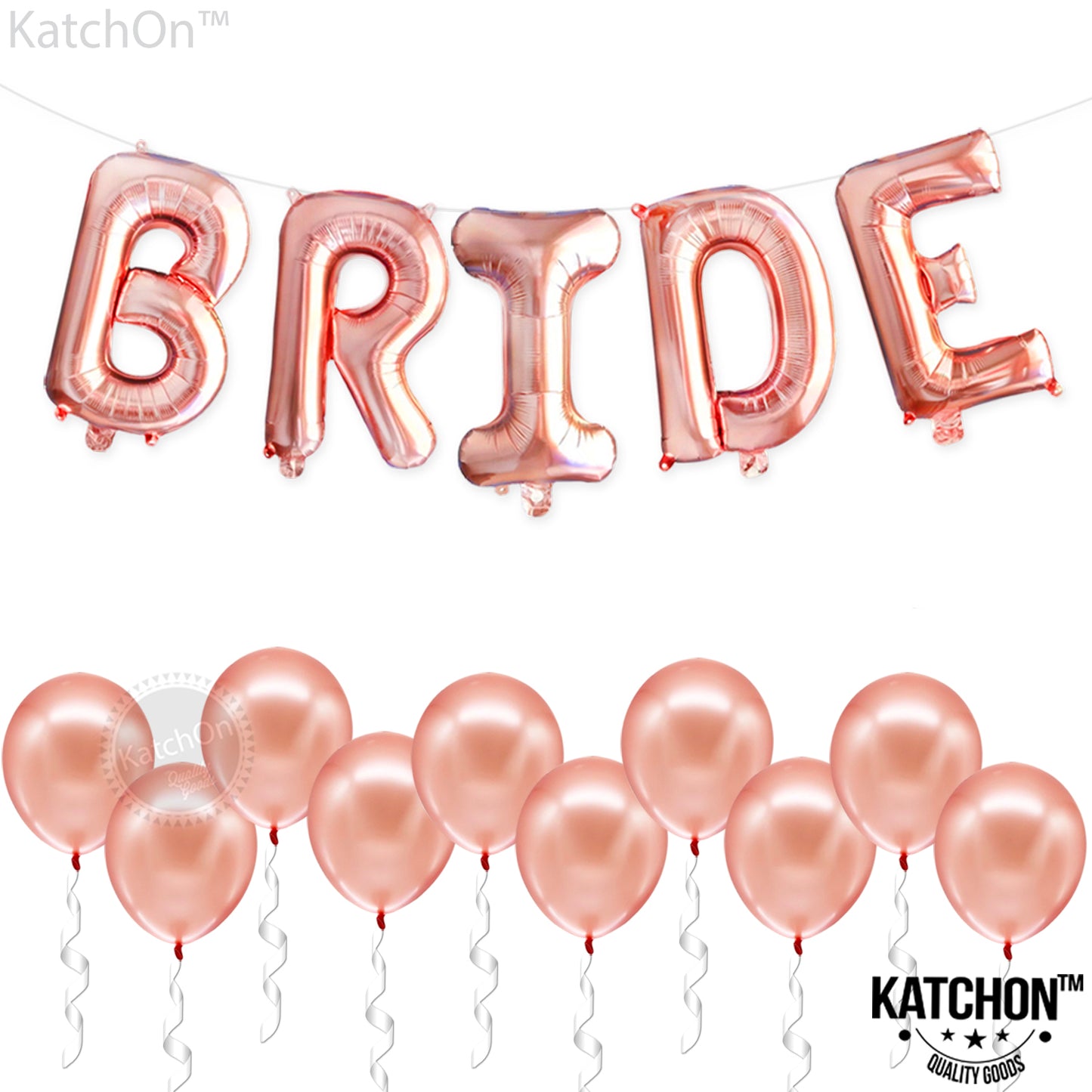 KatchOn, Bride Balloons Rose Gold Set - 16 Inch, Pack of 15 | Bride Balloons Bachelorette Party Decorations | Rose Gold Bride Balloon, Latex Balloons | Bridal Shower Decorations, Bachelorette Balloons