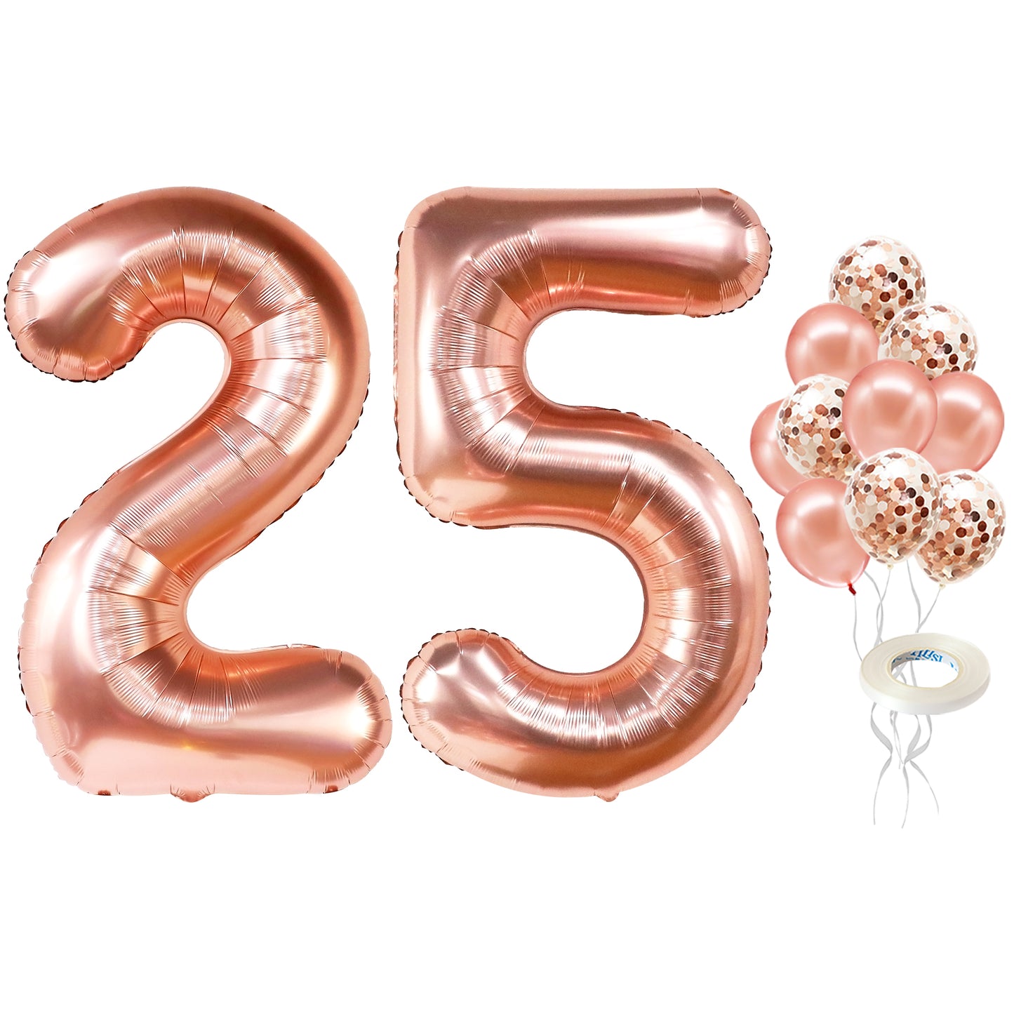 KatchOn, Rose Gold 25 Balloon Numbers - 40 Inch | 25th Birthday Decorations for Women | 25th Birthday Balloons Rose Gold for Party | 25th Birthday Balloons | Rose Gold 25th Anniversary Decorations