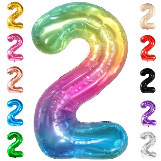 KatchOn, Giant Jelly Number 2 Balloon - 40 Inch | Rainbow 2 Balloon Number, 2nd Birthday Decorations for Girl | Two Number Balloon for Rainbow Birthday Decorations | 2 Birthday Balloon, Birthday Party