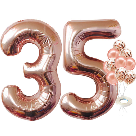 KatchOn, Rose Gold 35 Balloon Numbers - 40 Inch | Happy 35th Birthday Decorations for Women | 35 Birthday Balloons and Confetti Balloons | 35 Balloon Rose Gold | 35 Birthday Decorations for Women