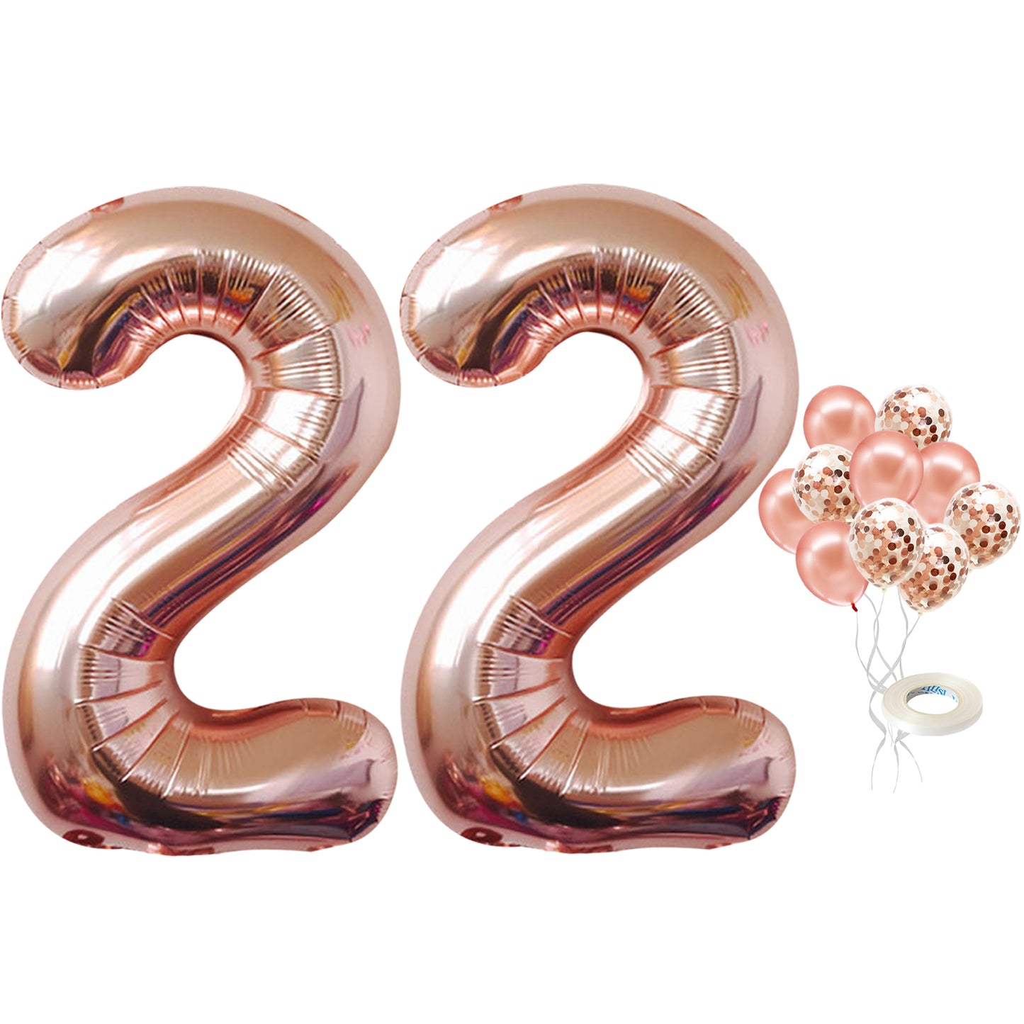 KatchOn, 22 Balloon Number Rose Gold - 40 Inch | 22 Birthday Balloons with Confetti Balloons | Feeling 22 Birthday Decorations for Women | 22nd Birthday Decorations For Women | 22 Rose Gold Balloons