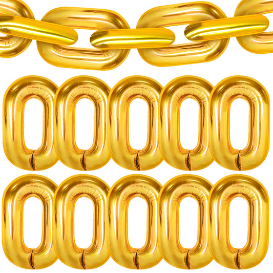 KatchOn, Giant Gold Chain Balloons - 40 Inch, Pack of 12 | Chain Balloons Gold for 90s Party Decorations | Gold Chain link Balloons for Hip Hop Party Decorations | Notorious One Birthday Decorations