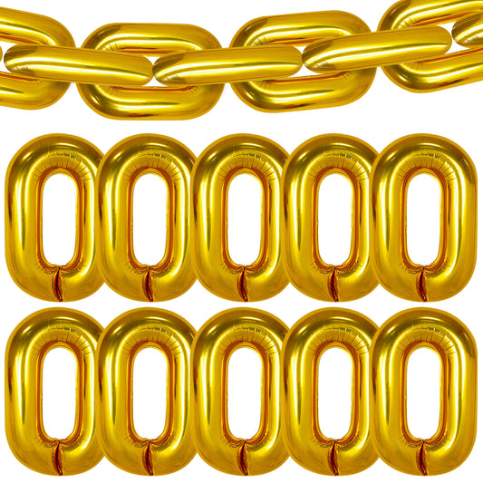 KatchOn, Big Gold Chain Balloons Garland - 16 Inch, Pack of 30 | Chain Balloons Gold for 90s Party Decorations | Hip Hop Party Decorations | Gold Chain Link Balloons for Buchona Party Decorations