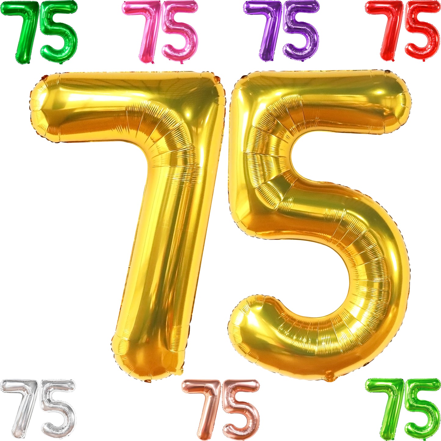 KatchOn, Giant Gold 75 Balloon Numbers - 40 Inch | Gold 75th Birthday Balloons for 75th Birthday Decorations for Men | 75th Anniversary Decorations | 75 Balloons for 75 Birthday Party Decorations