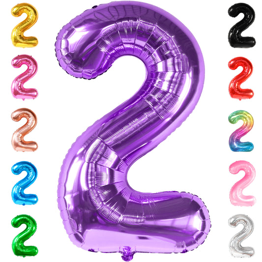 KatchOn, Purple 2 Balloon Number - Giant, 40 Inch | Two The Moon Birthday Decorations Girl | Purple Two Balloon, Purple 2nd Birthday Decorations | Purple Number 2 Balloon, Two The Moon Birthday Girl