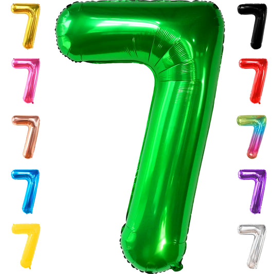 KatchOn, Dark Green 7 Balloon Number - 40 Inch | 7 Birthday Balloon for Jungle Party Decorations | Number 7 Balloons for Birthdays | Dark Green Number 7 Balloon for 7th Birthday Decorations for Boys