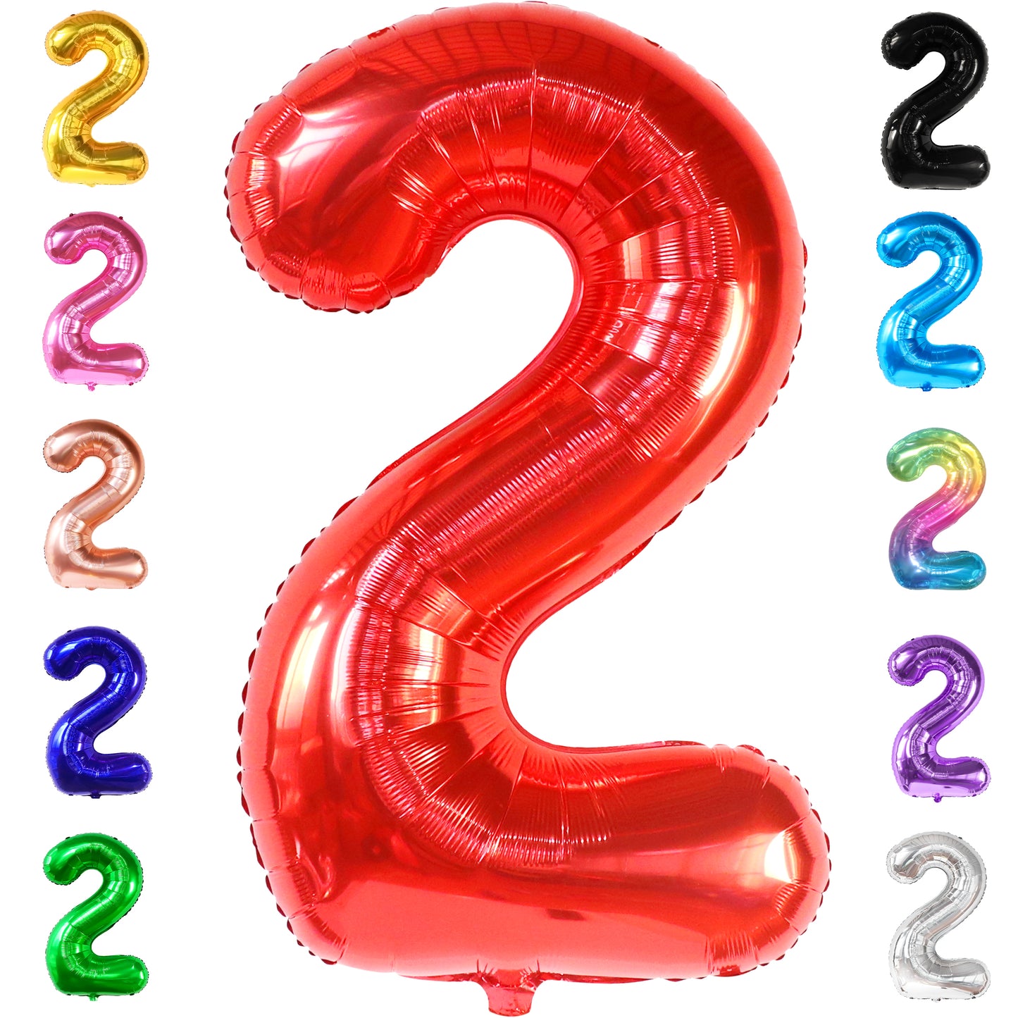 KatchOn, Big Red Number 2 Balloon - 40 Inch | 2nd Birthday Balloons for Two Fast Birthday Decorations | 2 Balloon Number for 2nd Birthday Decorations for Boys | Plim Plim Birthday Party Supplies