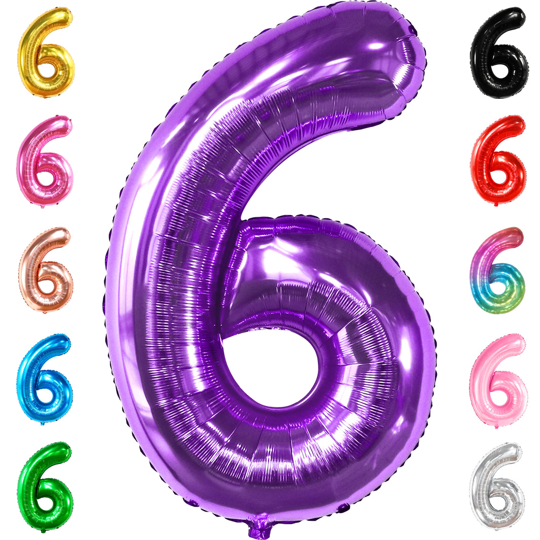 KatchOn, Giant Purple 6 Balloon Number - 40 Inch | Purple 6 Balloons for Birthday Girl | Purple Number 6 Balloon, Mermaid Birthday Decorations | Six Balloon for Unicorn Birthday Decorations for Girls