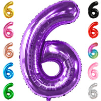 KatchOn, Giant Purple 6 Balloon Number - 40 Inch | Purple 6 Balloons for Birthday Girl | Purple Number 6 Balloon, Mermaid Birthday Decorations | Six Balloon for Unicorn Birthday Decorations for Girls