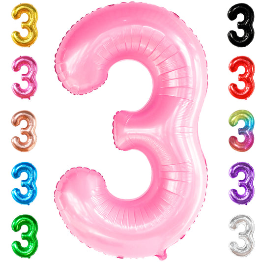 KatchOn, Giant Pink Number 3 Balloon - 40 Inch, 3rd Birthday Decorations for Girls | Pink 3 Balloon Number, Unicorn Birthday Decorations for Girls | Third Birthday Decorations Girl, 3 Year Old Balloon