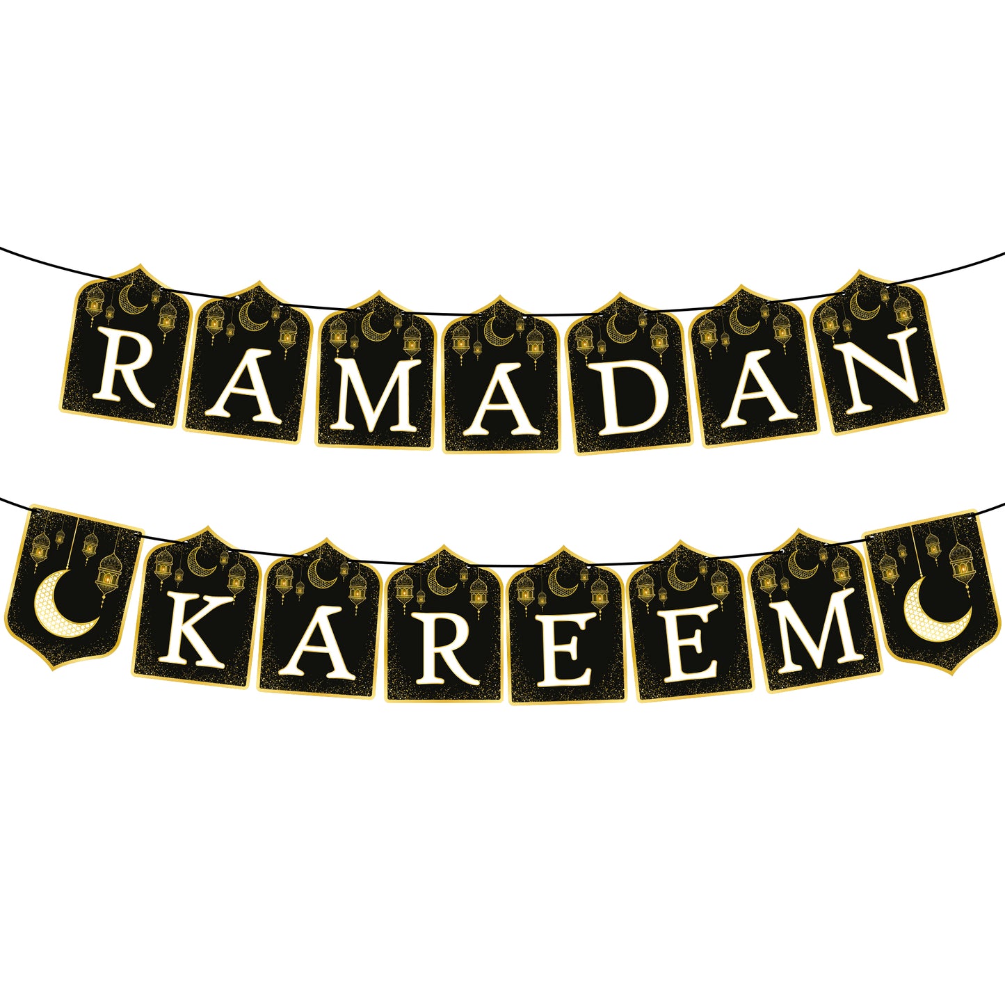 KatchOn, Ramadan Kareem Banner for Ramadan Decorations - 10 Feet, No DIY | Ramadan Mubarak Banner for Ramadan Decorations for Home | Ramadan Banner for Eid Decorations | Black and Gold Ramadan Decor