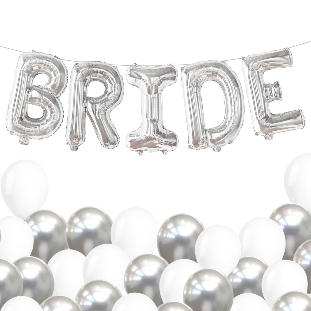 KatchOn, Silver Bride Balloons Set - 16 Inch, Pack of 23 | Bride Decorations | Bride Balloons Silver for Silver Bachelorette Party Decorations | Bachelorette Balloons for Bridal Shower Decorations
