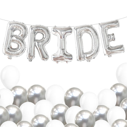 KatchOn, Silver Bride Balloons Set - 16 Inch, Pack of 23 | Bride Decorations | Bride Balloons Silver for Silver Bachelorette Party Decorations | Bachelorette Balloons for Bridal Shower Decorations