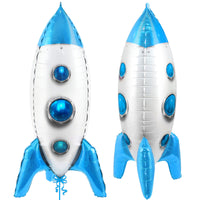 KatchOn, Big 33 Inch Blue Rocket Balloon - Space Birthday Decorations | Large Rocket Ship Balloon | Space Balloons for Space Decorations | Blue Space Ship Balloon for Outer Space Party Decorations
