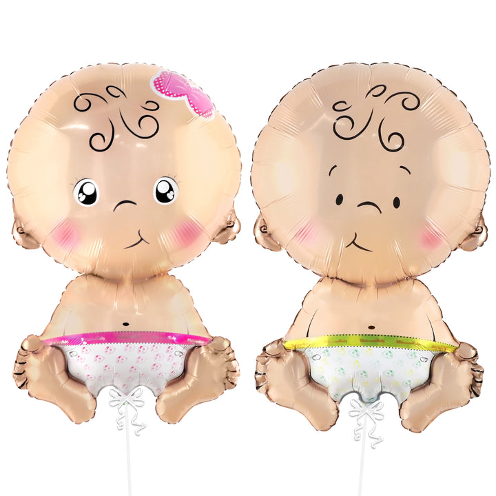 KatchOn, Baby Gender Reveal Balloons Set - 32 Inch, Pack of 2 | Baby Balloons, Gender Reveal Decorations | Baby Boy Balloons and Baby Girl Balloons, Twin Baby Shower Decorations | Boy Or Girl Balloon