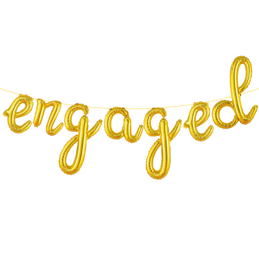 KatchOn, Cute Gold Engaged Balloons Letters - 10 Feet | Engagement Balloons for Engagement Party Decorations | Engaged Banner, Engagement Decorations | Bachelorette Party Decorations, Engaged Sign