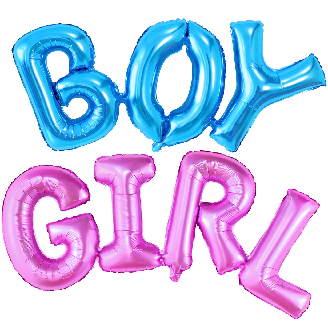 KatchOn, Boy or Girl Balloon Letters - 42 Inch | Gender Reveal Balloons for Gender Reveal Decorations | Boy or Girl Gender Reveal Party Supplies | Boy Girl Balloons for Baby Reveal Party Decorations
