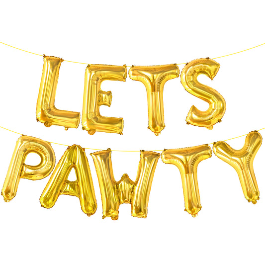 KatchOn, Lets Pawty Balloons Gold - 16 Inch | Lets Pawty Banner, Pawty Birthday Decorations | Dog Birthday Balloons, Lets Pawty Birthday Decorations | Dog Birthday Banner, Dog Birthday Party Supplies