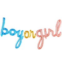 KatchOn, Boy or Girl Script Balloon - 36 Inch | Boy or Girl Balloons, Gender Reveal Decorations | Gender Reveal Sign, Baby Gender Reveal Balloons, Baby Shower Decorations | Boy Or Girl Script Balloon