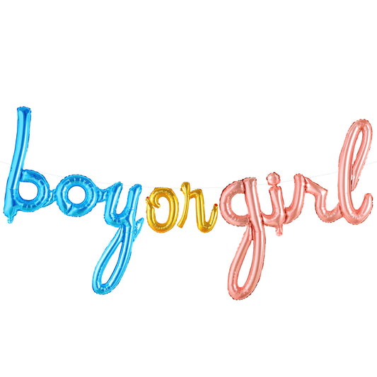 KatchOn, Boy or Girl Script Balloon - 36 Inch | Boy or Girl Balloons, Gender Reveal Decorations | Gender Reveal Sign, Baby Gender Reveal Balloons, Baby Shower Decorations | Boy Or Girl Script Balloon