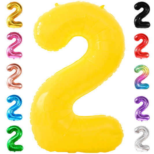 KatchOn, Giant Yellow 2 Balloon Number - 40 Inch | Two Birthday Balloon for 2nd Birthday Decorations | 2 Year Old Balloon, Party Decorations | Number 2 Balloon Yellow for 2nd Bee Day Party Decorations