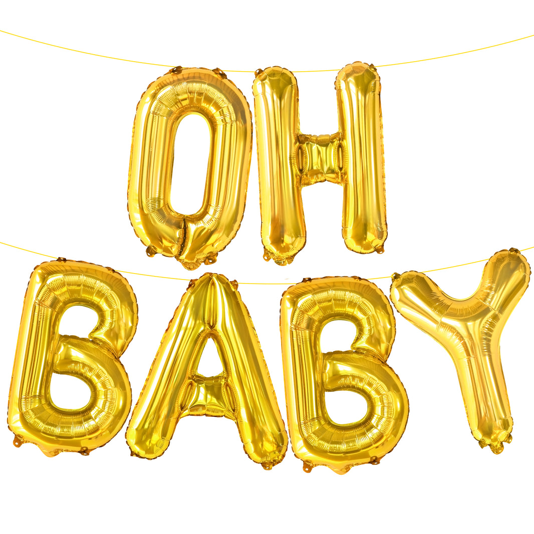 KatchOn, Gold Oh Baby Balloon - 16 Inch | Oh Baby Letter Balloons for Gender Reveal Decorations | Oh Baby Sign for Backdrop | Oh Baby Balloons for Baby Shower Decorations | Oh Baby Balloon Banner