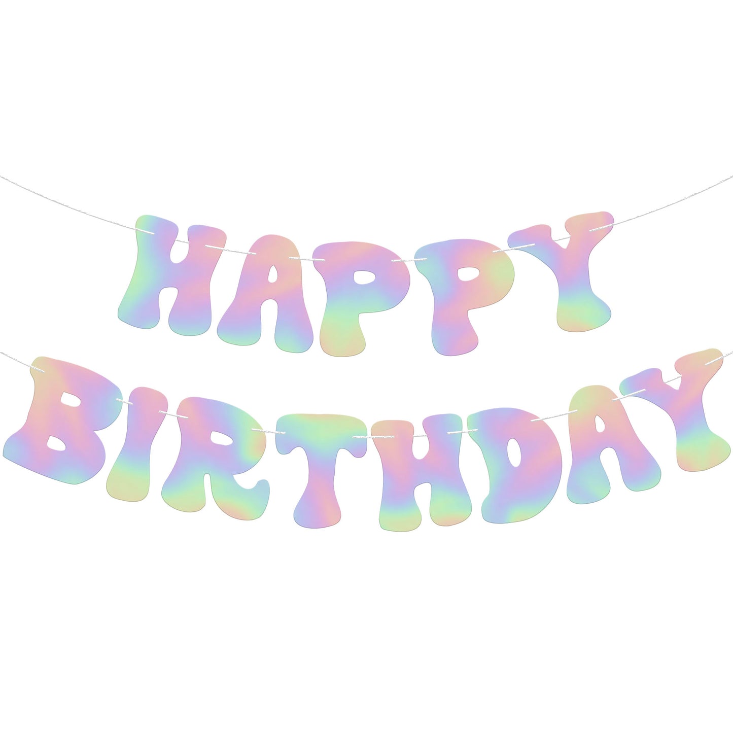 KatchOn Iridescent Happy Birthday Banner Prestrung - 10 Feet | Disco Happy Birthday Sign | Iridescent Party Decorations | Disco Birthday Banner for Women | Holographic Disco Birthday Party Decorations