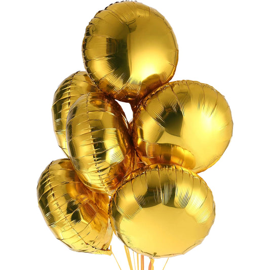 KatchOn, Big, Gold Foil Balloons - 18 Inch, Pack of 6 | Gold Balloons for Party Decorations | Round Shape Balloons for Bridal Shower, Birthdays | Gold Mylar Balloons for Graduation Decorations 2024