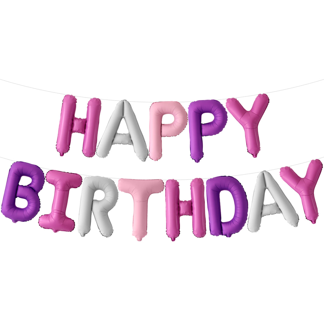 KatchOn, Pink and Purple Happy Birthday Balloon - 16 Inch | Unicorn Happy Birthday Banner Letters for Pink and Purple Party Decorations | Pink And Purple Birthday Decorations, Unicorn Party Decor